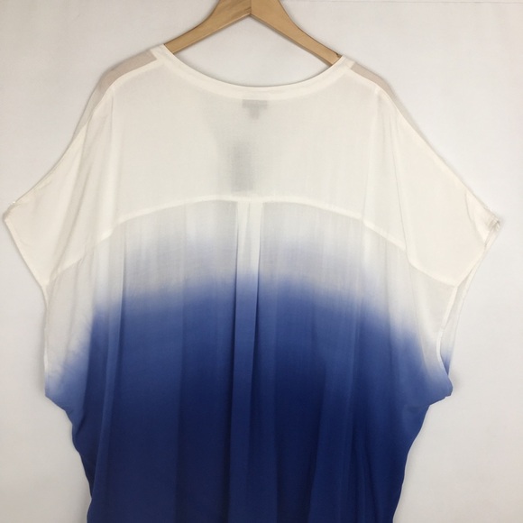 Torrid Blue Dip Dye Challis Ombré Dolman Blouse Top Dolman Fit NEW Women’s Sz 4X - Picture 13 of 15